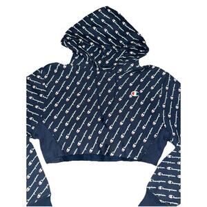 CHAMPION Women’s Reverse Weave Cropped Pullover Hoodie Sz XS Classic Logo Print